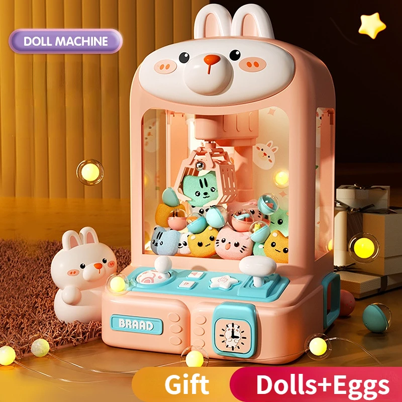 Automatic Coin Operated Play Mini Claw Machine Kids Electric Arcade Crane Twisted Egg Doll Machines Toys Children Birthday Gifts 3