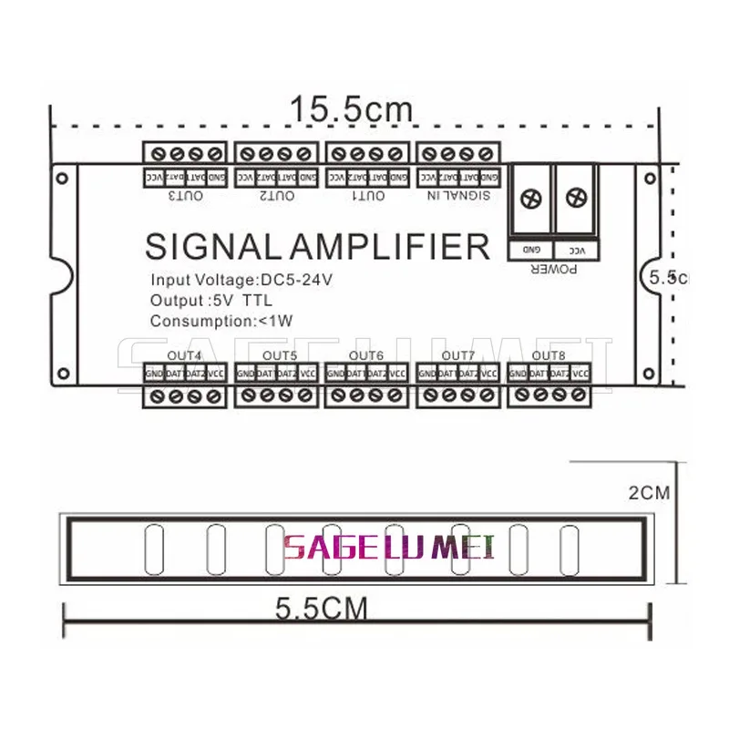 New WS2812B 4CH 8CH Signal led strip controller SPI TTL Signal Output for WS2811 WS2815 WS2813 Sk6812 Pixels LED Lights DC5V-24V
