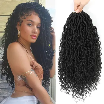 14"Faux Locs Crochet Hair 8Packs Pre Looped Goddess Locs Crochet Hair With Curly End Boho Synthetic Crochet Hair For Black Women 1