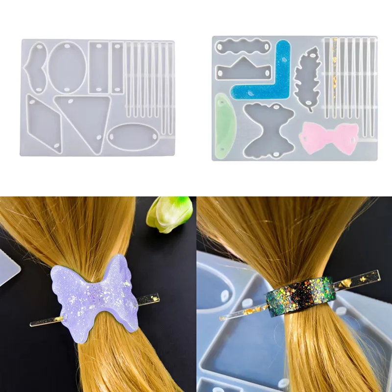 Epoxy Silicone Hairpin Mold DIY Crystal Epoxy Resin Mold Headgear Coil Hair Accessories Tool