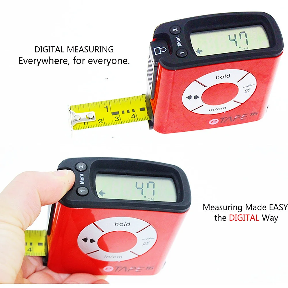 Cinta métrica digital 0.0-16.4 ft/0.039 in Cinta 16.4 ft de pantalla LCD  electrónica grande Regla de cinta métrica de acero