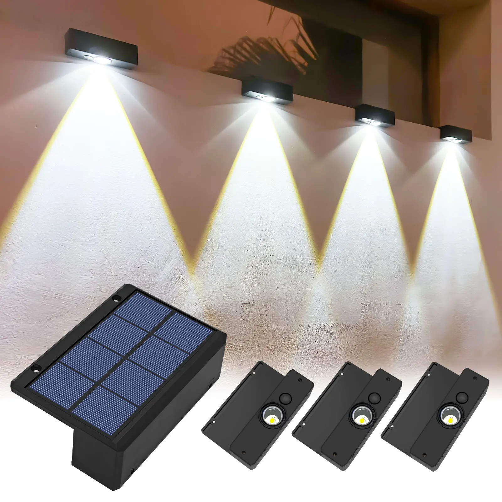 Solar Fence Lamp Outdoor Solar Lights Outdoor Waterproof RGB Deck Lights for Step Stairs Yard Patio Pathway