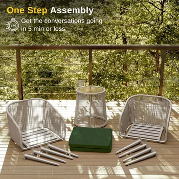 Patio Furniture Set, 3-Piece Outside Bistro Set Handwoven Rattan Wicker Chairs, Outdoor Patio Furniture Sets 4