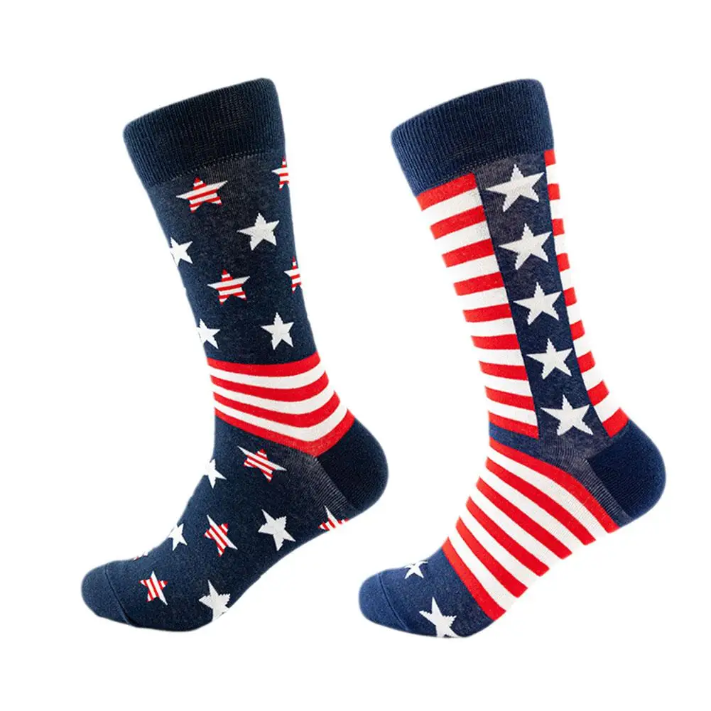 

European And American Flag Men's Socks Stockings Oversized Style Cotton Medium Length Large Fashion Sports Socks Socks P2A1