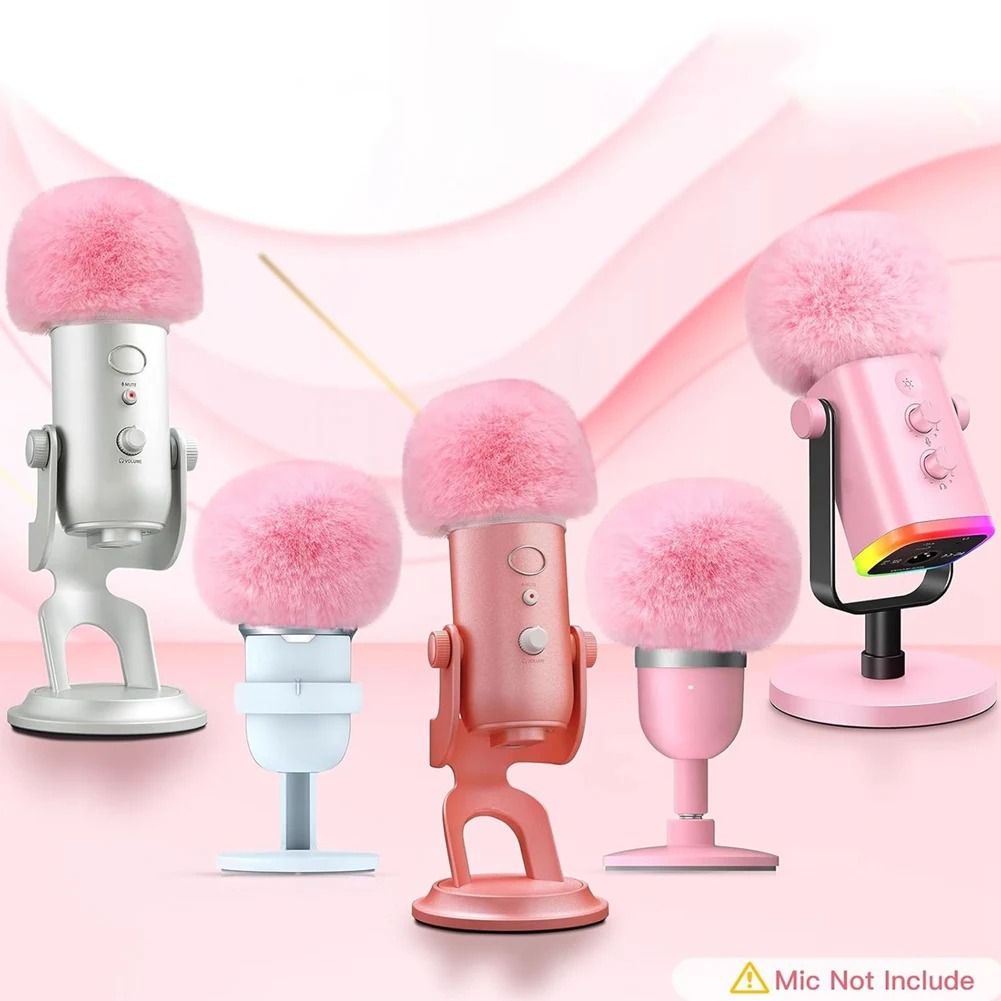 Mic Foam Cover for Blue Yeti Microphone,Mic Foam Cover with Furry Windscreen Muff Windshield for ZealSound K66 Pink