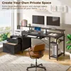 Computer Desk 59" with File Drawer, Gaming Desk with LED & Power Outlets, Home Office Desk with File Cabinet & Storage Shelves 6