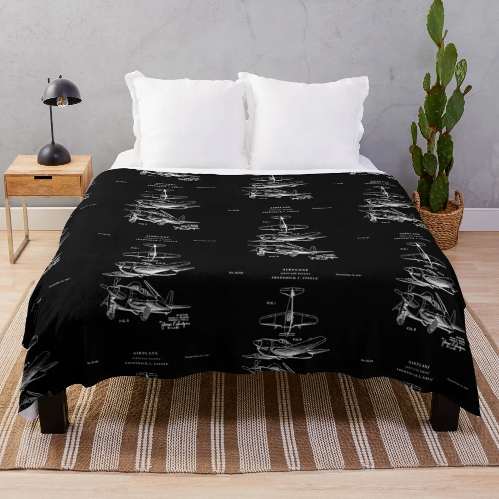 

Airplane, Airplane Patent, Aviation Gift For Pilot Throw Blanket blanket with well thick king wool