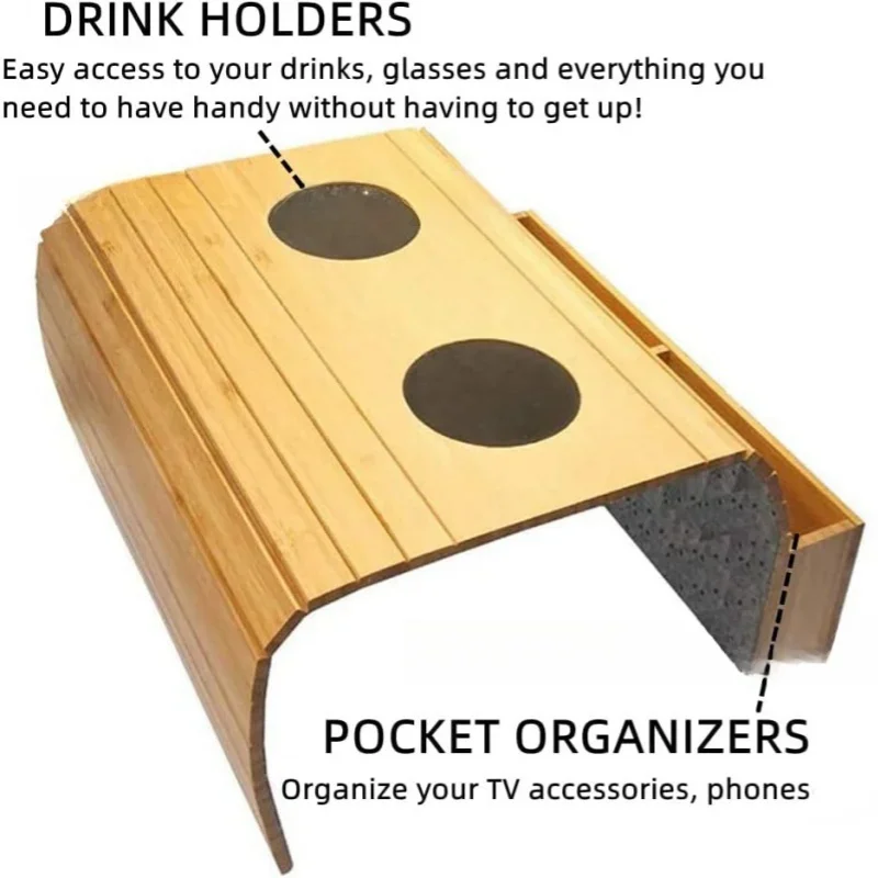 Foldable Bamboo Sofa Armrest Tray 5