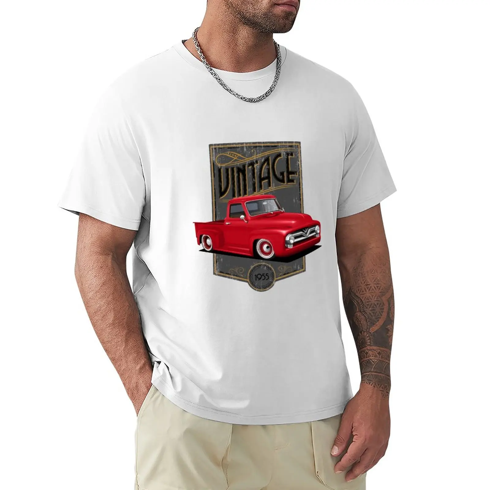 

1955 Red F100 T-Shirt summer clothes Blouse funny t shirts for men