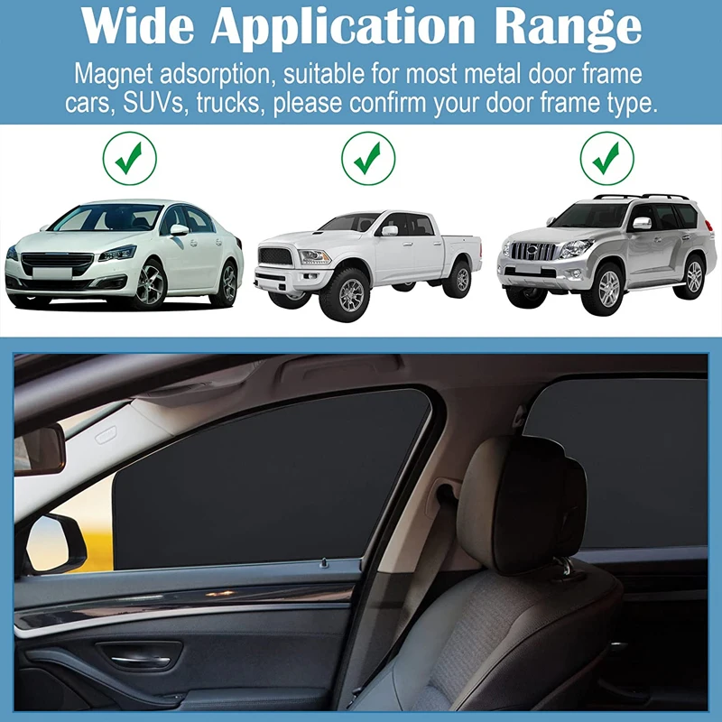 1/2/4PCS Summer Sun Protection Strong Magnetic Full Shading Magnetic Car Curtain Suction Opaque Car Sunshade car sunshade