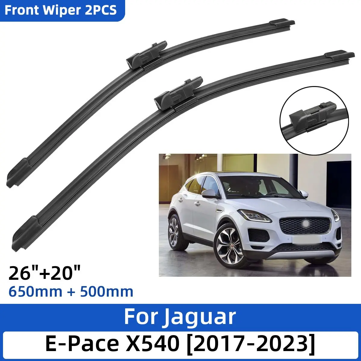 

Щетки стеклоочистителя передние для Jaguar E-Pace X540 2017-2023 26 дюймов + 20 дюймов, аксессуары для стеклоочистителя лобового стекла, 2021 2022 2023, 2 шт.