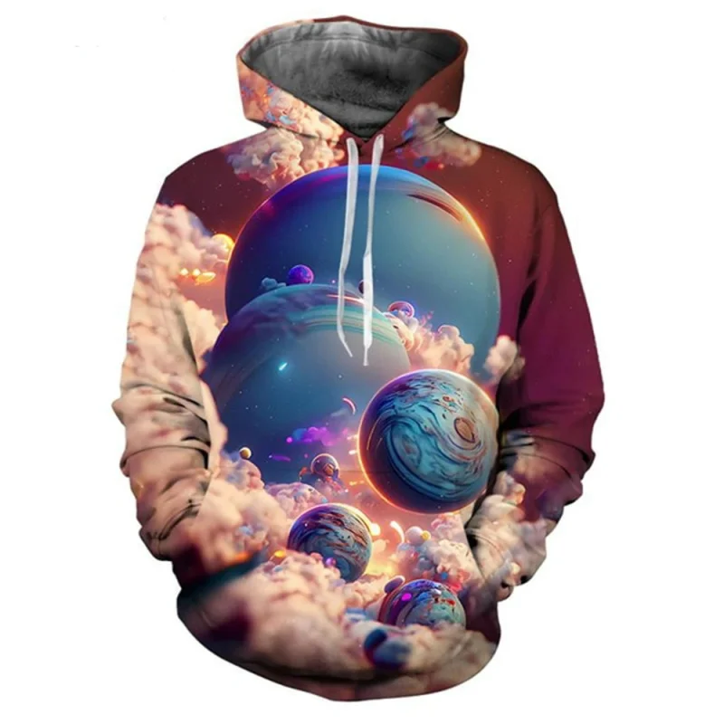 thumbnail image 1 of Sudadera con capucha con estampado de planetas alienígenas para hombre, sudadera informal con estampado 3D, sudadera de moda, tendencia popular, sudaderas con capucha de gran tamaño para hombre, 1 of 4