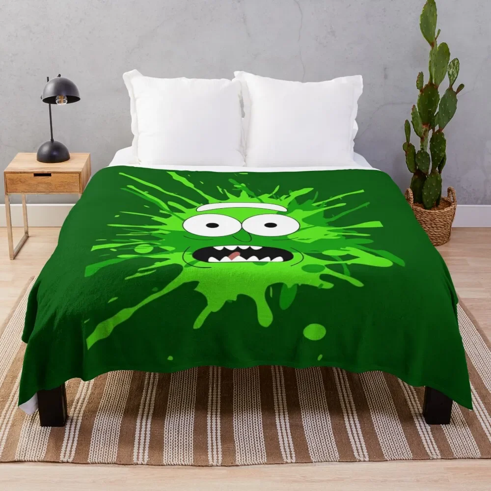

Pickle Rick Face Throw Blanket fluffy Fluffy Shaggy Blankets