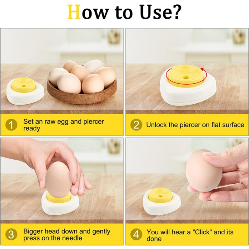 Household Magnetic Egg Explosion Proof Cracking Needle Kitchen Steamed Eggs Punching Drill Tool Cooking Egg Rotary Making Needle