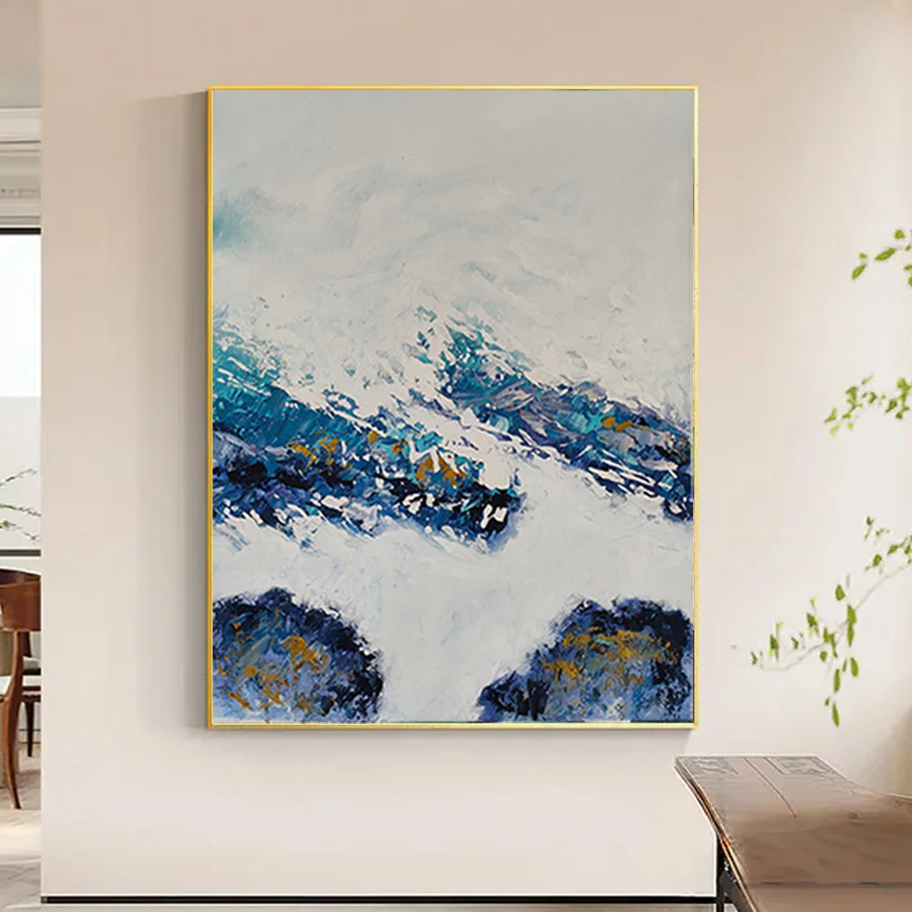 

HUACAN Snow Mountain Scenery Modern Wall Art Decorative Large Hand Painted Oil Painting On Canvas Landscape For Living Room