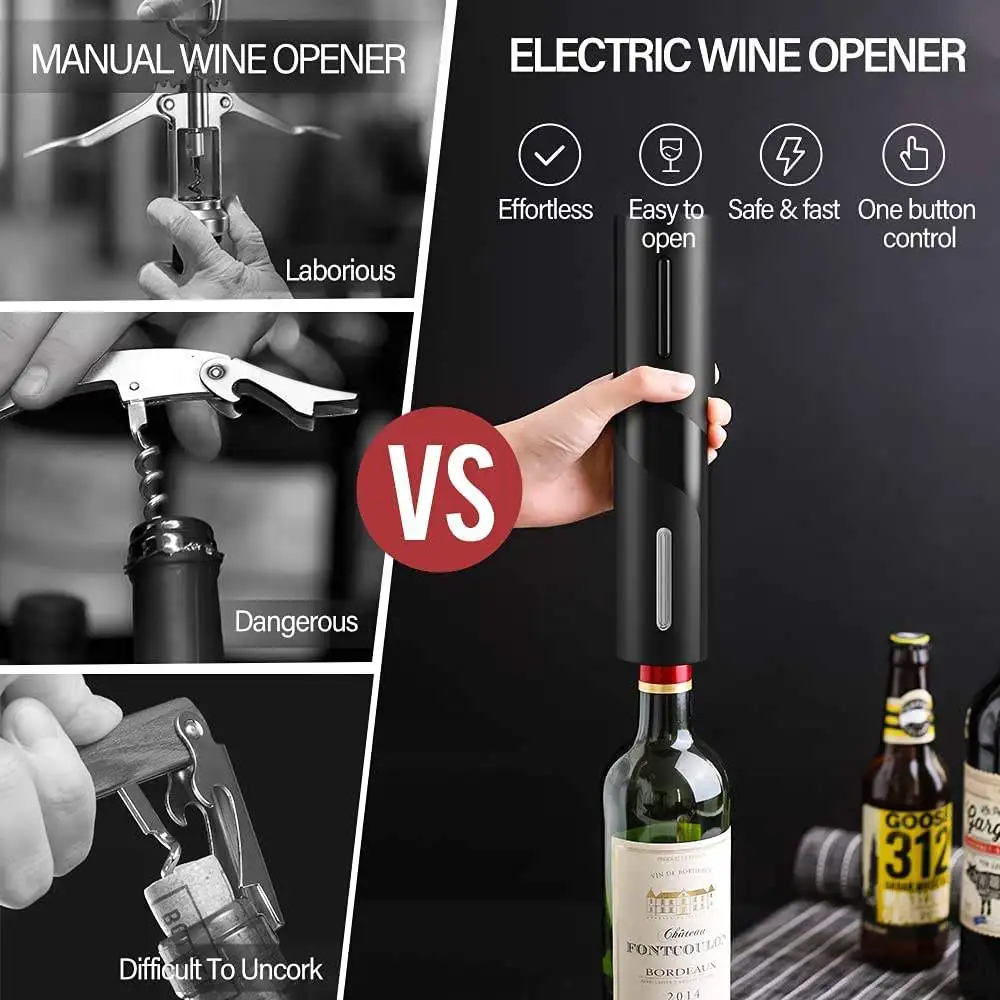 Deschizător electric de vin roșu Deschidetor de vin automat cu tirbușon pentru tăietor de folie de vin roșu Accesorii de bucătărie Gadgets Deschizător de sticle