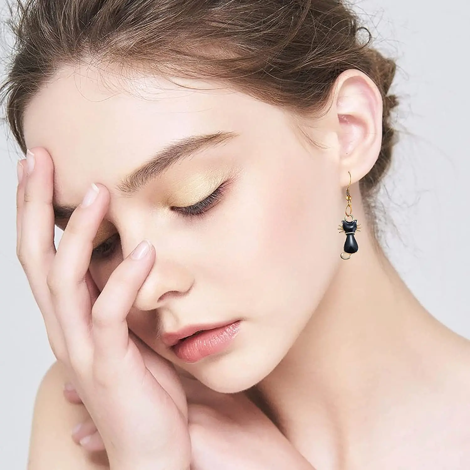 PandaHall 100 pcs Gold Plated Color Black Cat Charms Enamel Charms for Jewelry Making DIY Craft Finding