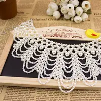 Perle perlée dentelle garniture collier rubans femmes collier bijoux pour vêtements robe de mariée 5
