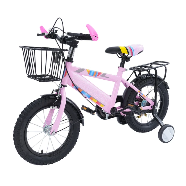 Vélo pour enfants de 14 pouces, vélo d'extérieur réglable avec roues d'entraînement, panier et siège arrière pour garçons/filles de 3 à 6 ans 1