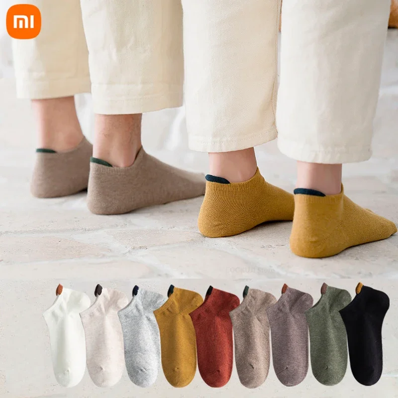 Xiaomi Men's Spring/Summer Socks Thin Boat Solid Color Breathable Cotton Sports Socks Women's Short 3 Pairs
