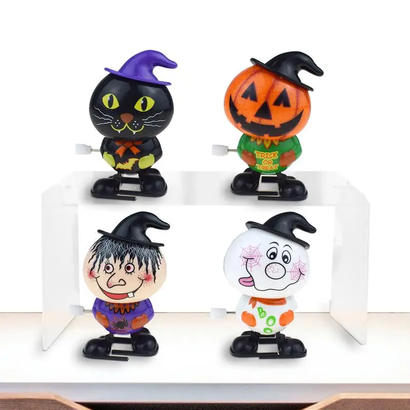 

Stress Relief Toys 4pcs Halloween Interesting Clockwork Toy Set Reusable Hand Wind Up Toys Charming Small Halloween Clockwork