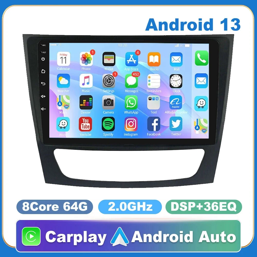 

Wireless Carplay Car Multimedia For Mercedes Benz E-class W211 E200 E220 E300 E350 E240 E270 E280 CLS CLASS 2 din Stereo