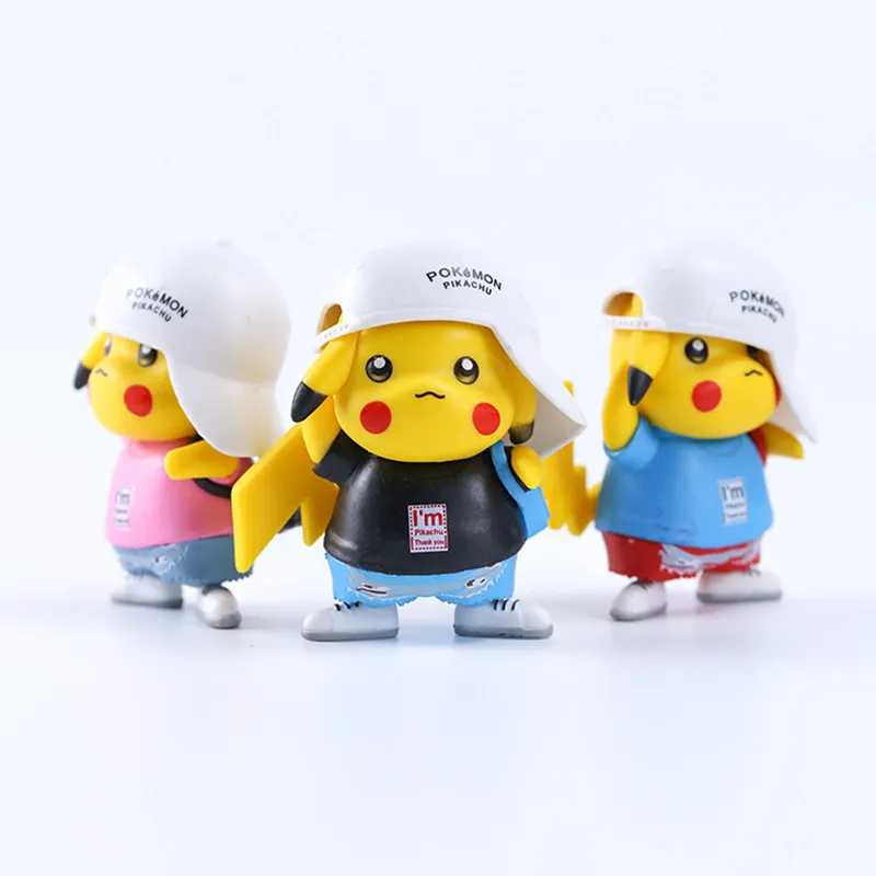 Pokemon Action Figure Camouflage Clothing Pikachu Kawaii Anime Figures  Figurine Car Decoration Model Collection Toy Kids Gifts