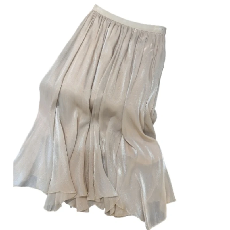 Temperament Chiffon Skirt for Women Slimming Large Hem Umbrella Skirt Summer New High-Grade High Waist A- Line Skirts 2024