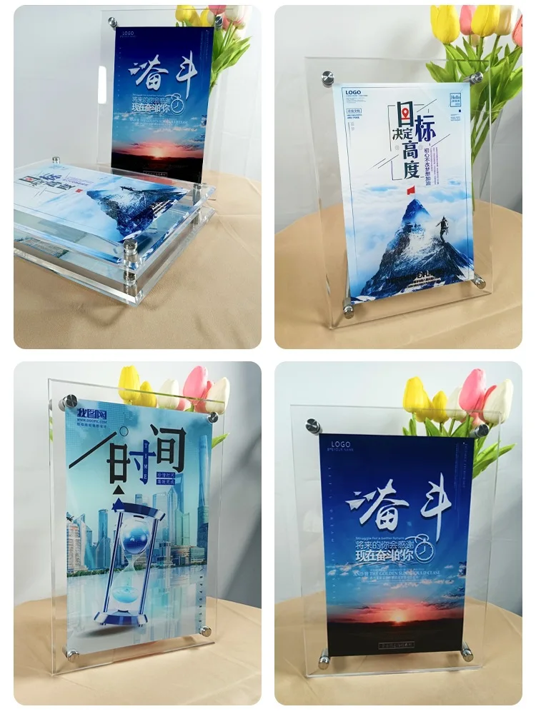 

Transparent Acrylic Display Board, Organic Glass Double-Layer Plywood Display Rack System, Billboard Hanging Wall, Poster Frame