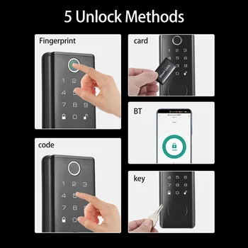 Aoresac Smart Fingerprint Door Lock for Front Door, Electronic Keyless Entry Door Lock Deadbolt with Handle set, Keypad Door 4