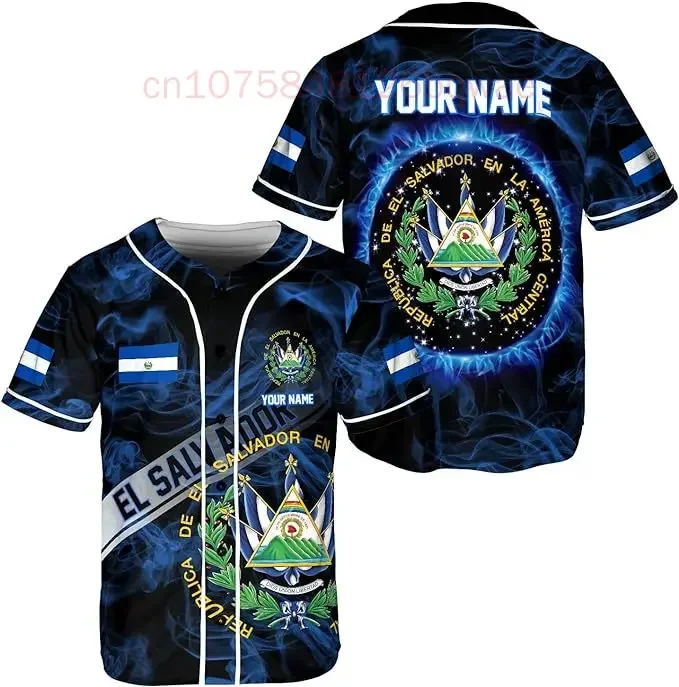 New El Salvador  Custom Name Baseball Shirt Jersey Summer New Fashion 3DPrint Funny Beach Short Sleeve Sport Casual 2