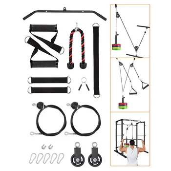 Pulley System for Home Gym,Cable Weight System Attachments Set with Pulldown Bar, Tricep Rope,for Arm Workouts Fitness Equipment 2
