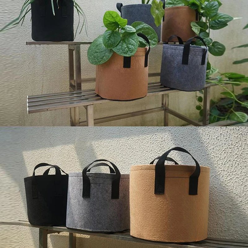 2/3/5 Gallon Garden Grow Bags Flower Vegetable Aeration Planting Pot Container Planter Pouch With Handles Grow Planting Bag