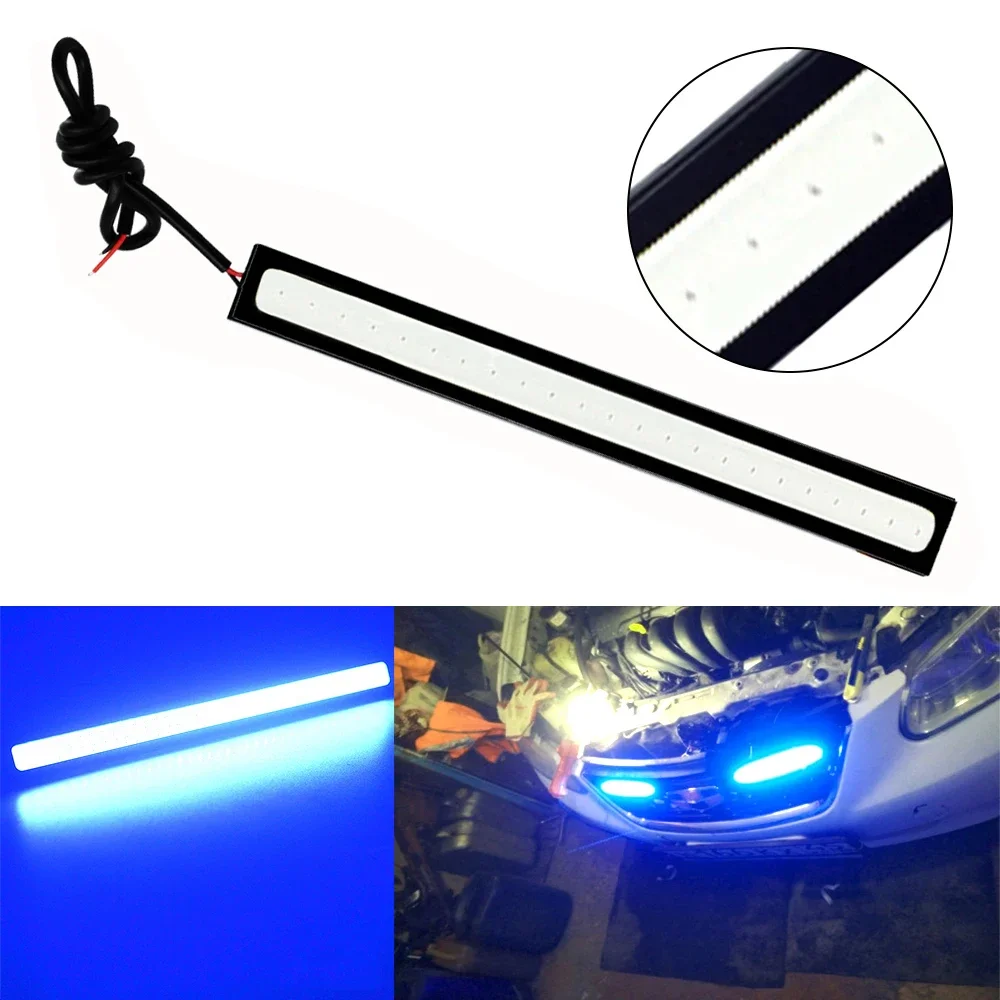 1X 14CM COB Turn Signal Blue Auto DRL Car LED 12V Daytime Running Light Fog Lamps Day Driving Bulbs Dome Lamp Lighting Universal