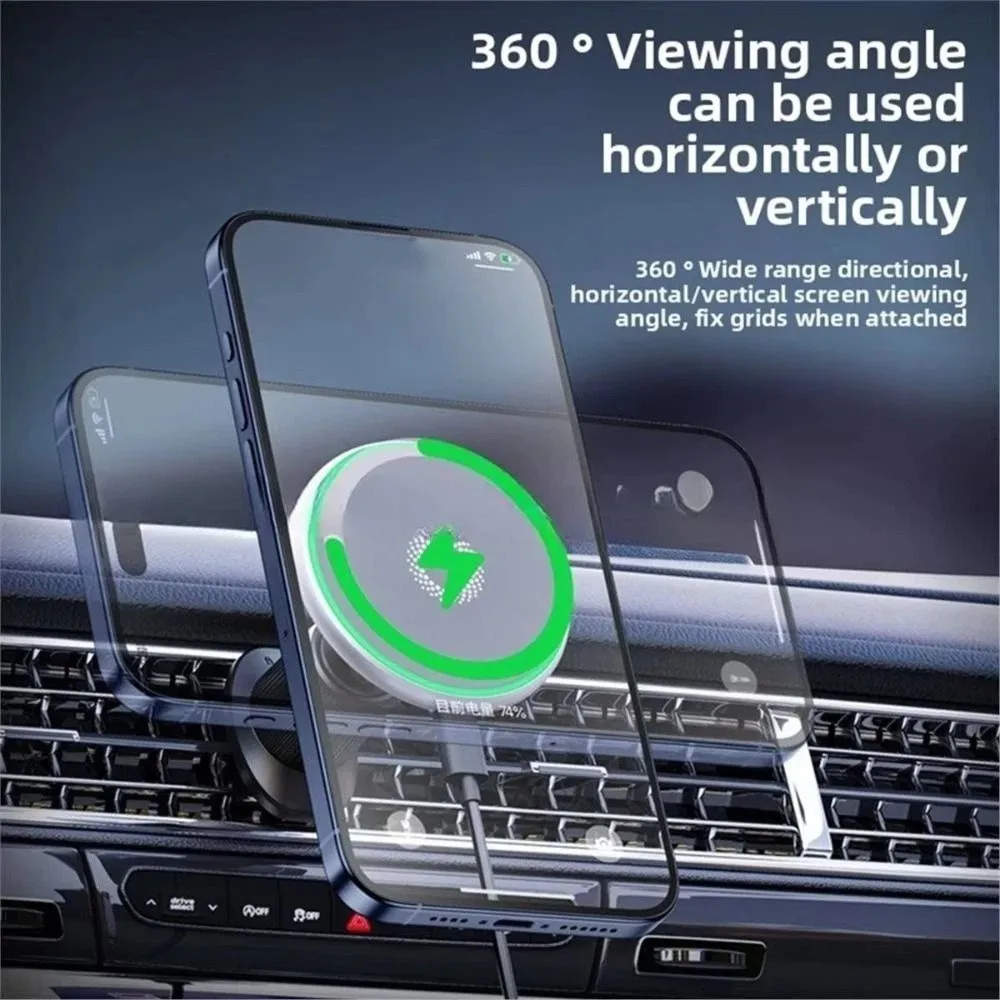 Magnetic Car Phone Holder with Fast 15W Wireless Charging