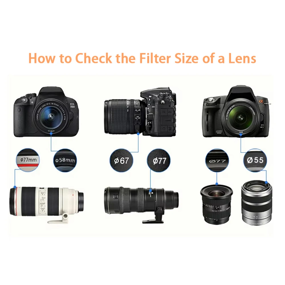 Filtre ND Variable ND2-400 Noir 58-77mm - Objectif Appareil Photo