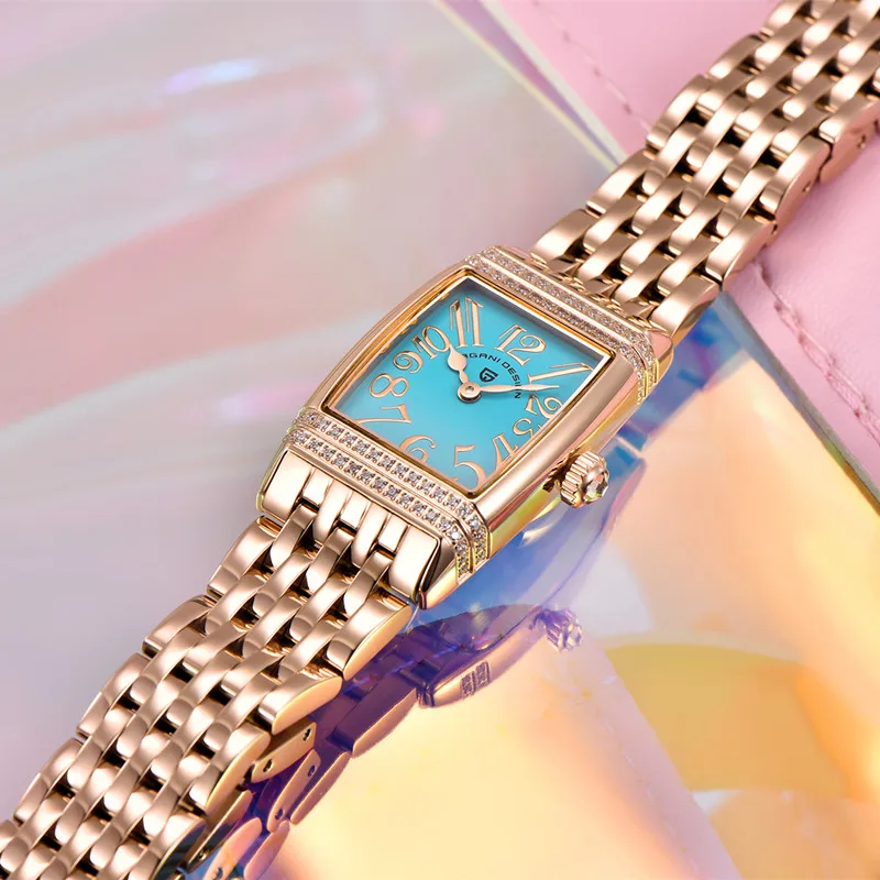 PAGANI DESIGN Fashion Quartz Watch Ladies Luxury Sapphire Glass 50M Waterproof Stainless Steel Wristwatch for Women Reloj Mujer