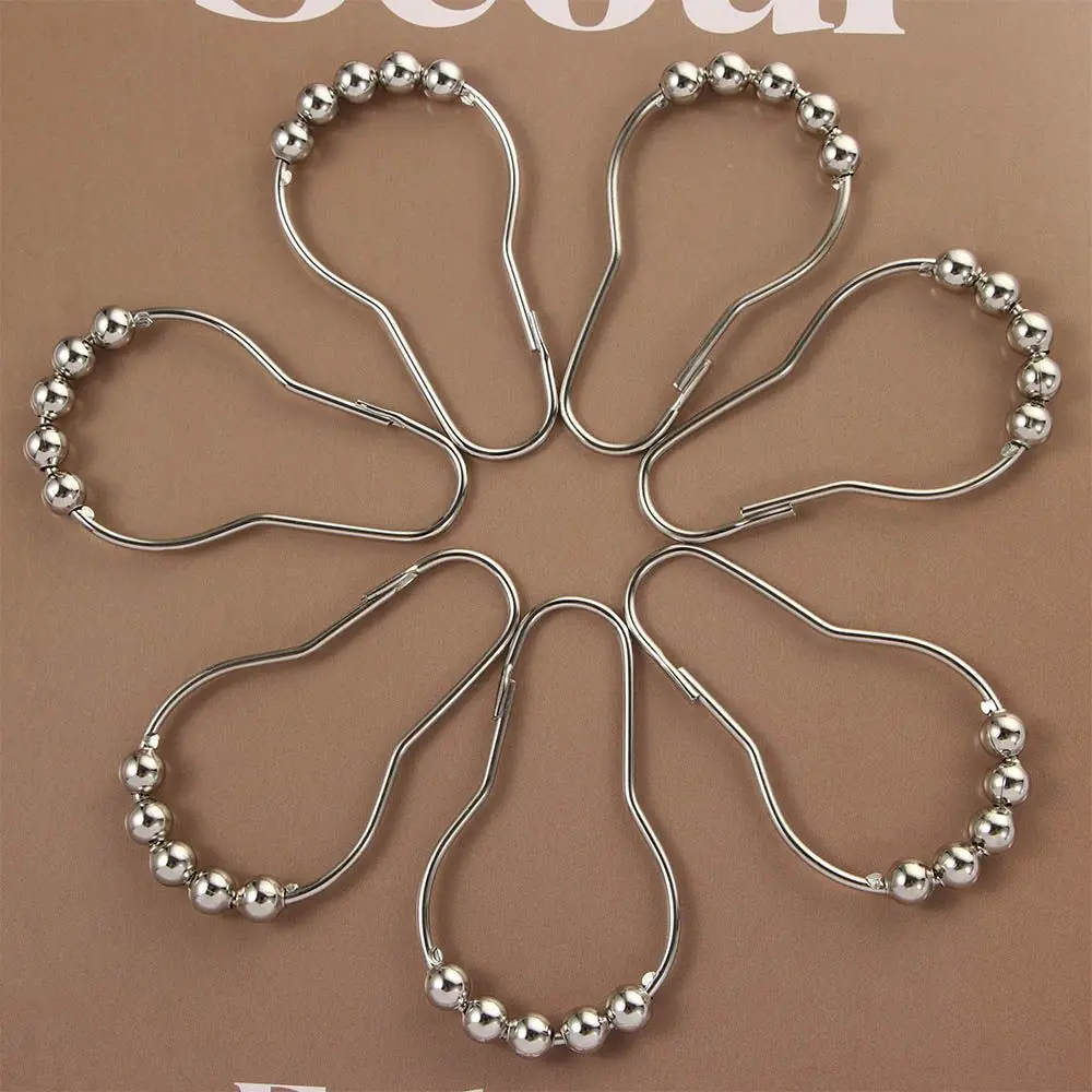 

12 шт./компл. Крючки Аксессуары полированные занавески для душа Кольца Крючки Кольца занавески кольца крючки из нержавеющей стали 5 роликовых шариков