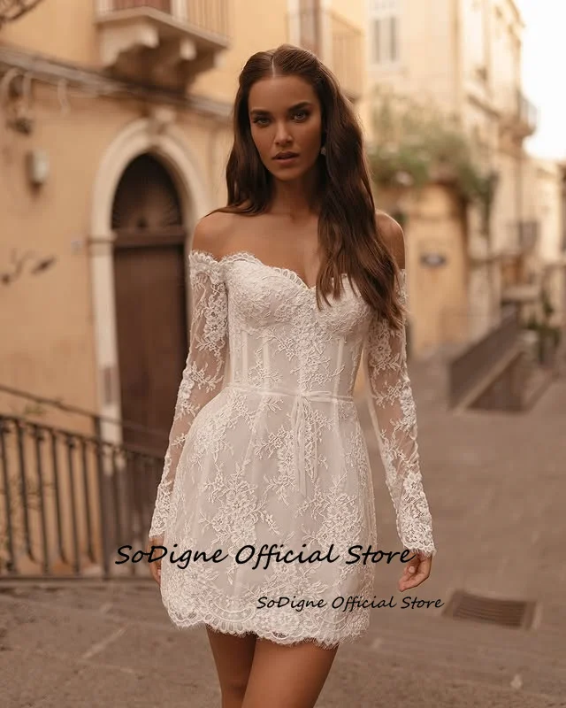 SoDigne Mermaid Lace Short Wedding Dresses Off Shoulder Beach Bridal Dress Mini Wedding Gown Robe De Mairee Customized 12 Sb6f2482e62d7481d83fef7e97553b89cF