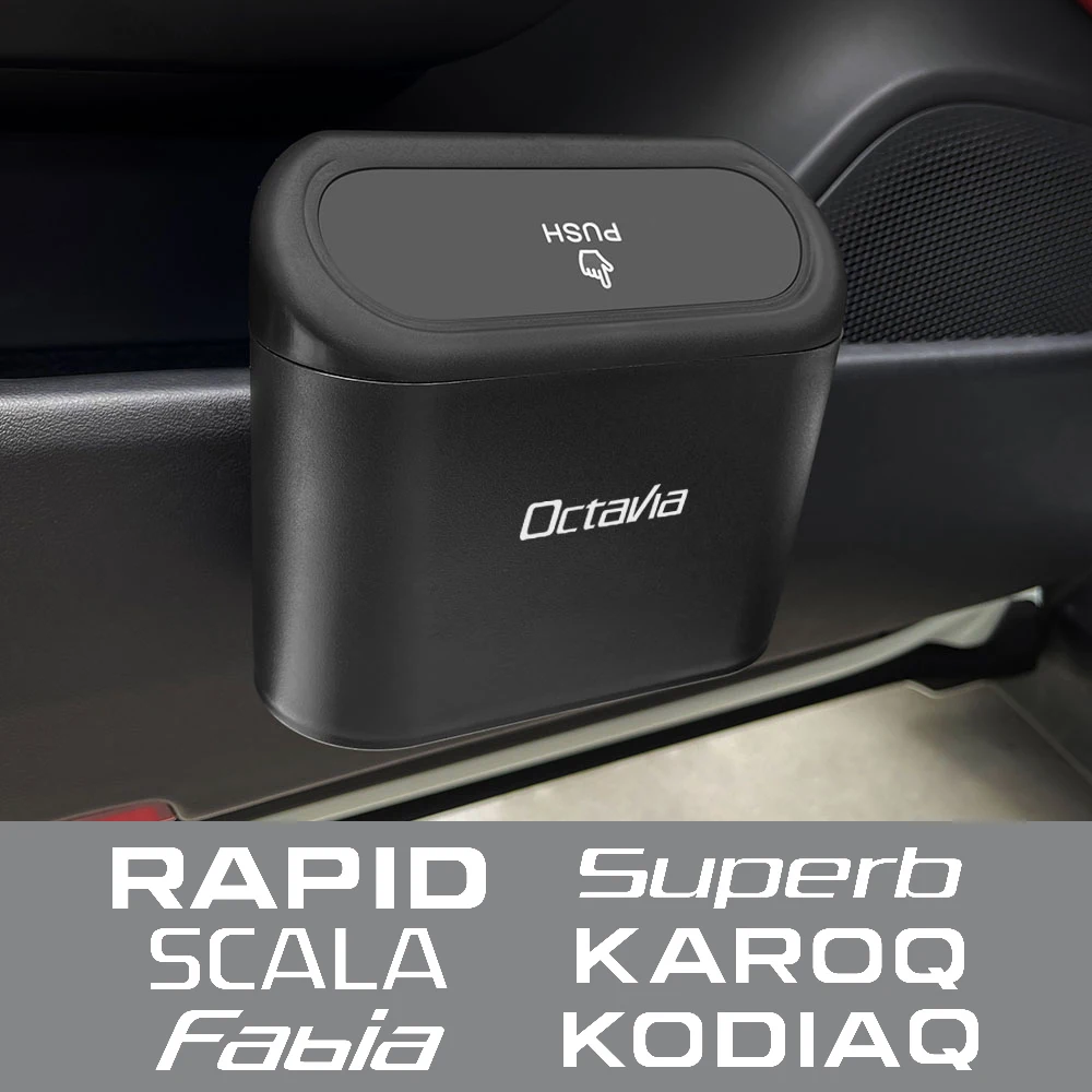Car Trash Can Storage Box car trash can For Skoda Octavia Fabia Rapid Superb Kodiaq Scala Karoq Citigo Kamiq Roomster Enyaq