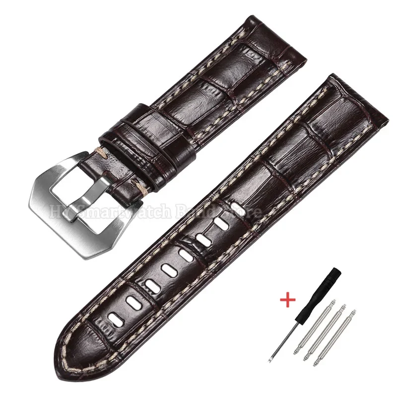 Luxury Leather Watch Strap - Waterproof Cowhide Wrist Band with Metal Buckle Bracelet