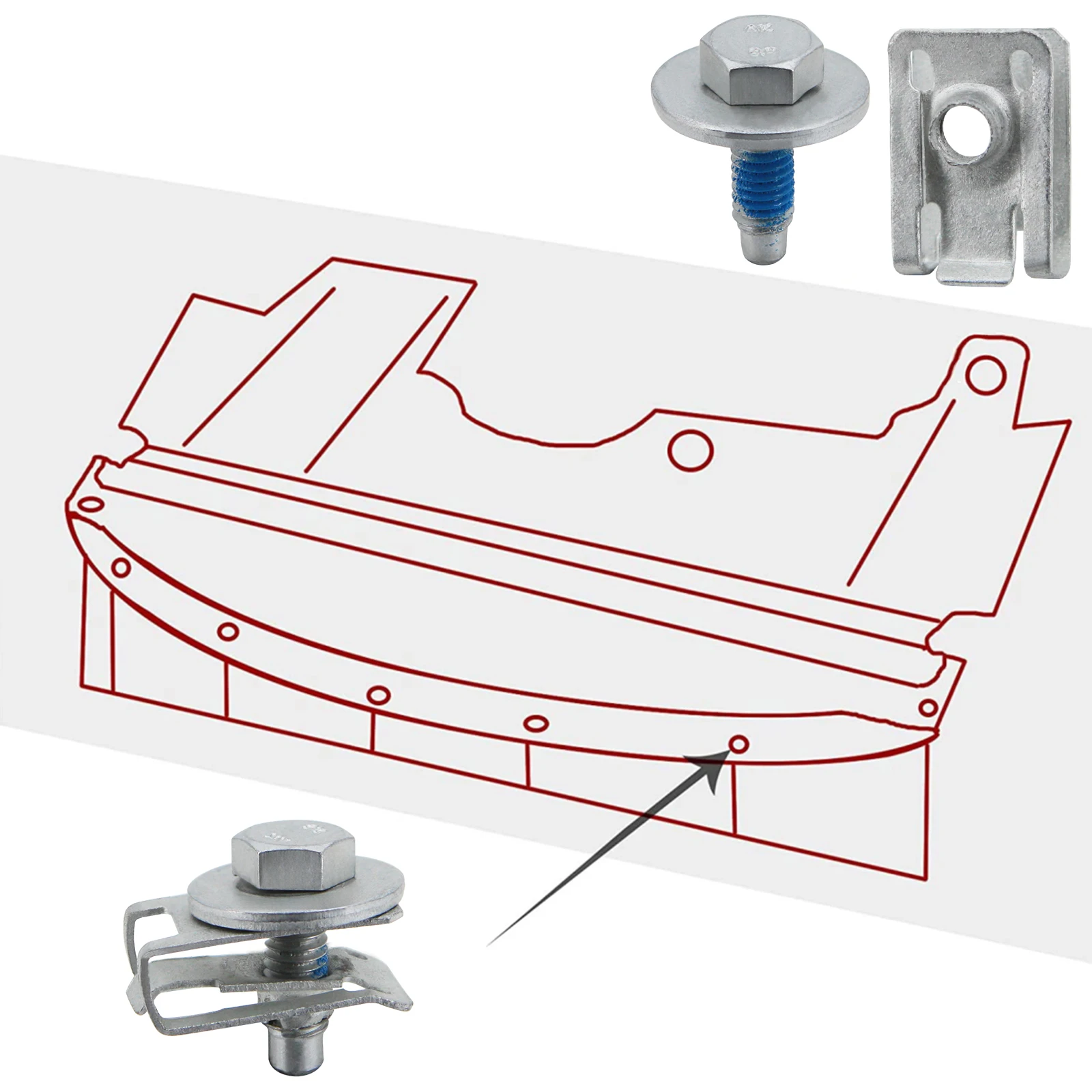 Car Body Bolts U-nut Clip M6 Engine Cover Splash Shield Guard Bumper Fender Retainer Fastener Grade 8.8 Screws auto fasteners,car screws