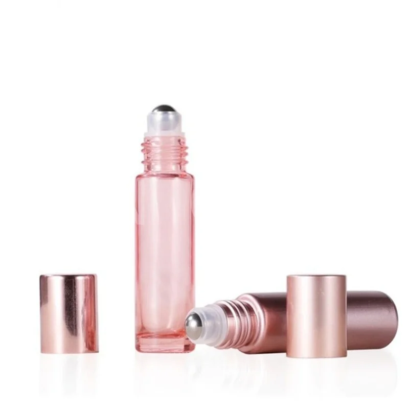 

5Pcs Rose Gold Roller Bottles Essential Oil Glass Bottles Roll on Bottles Vials Travel Bottle for Perfume Aromatherapy 5ml 10ml