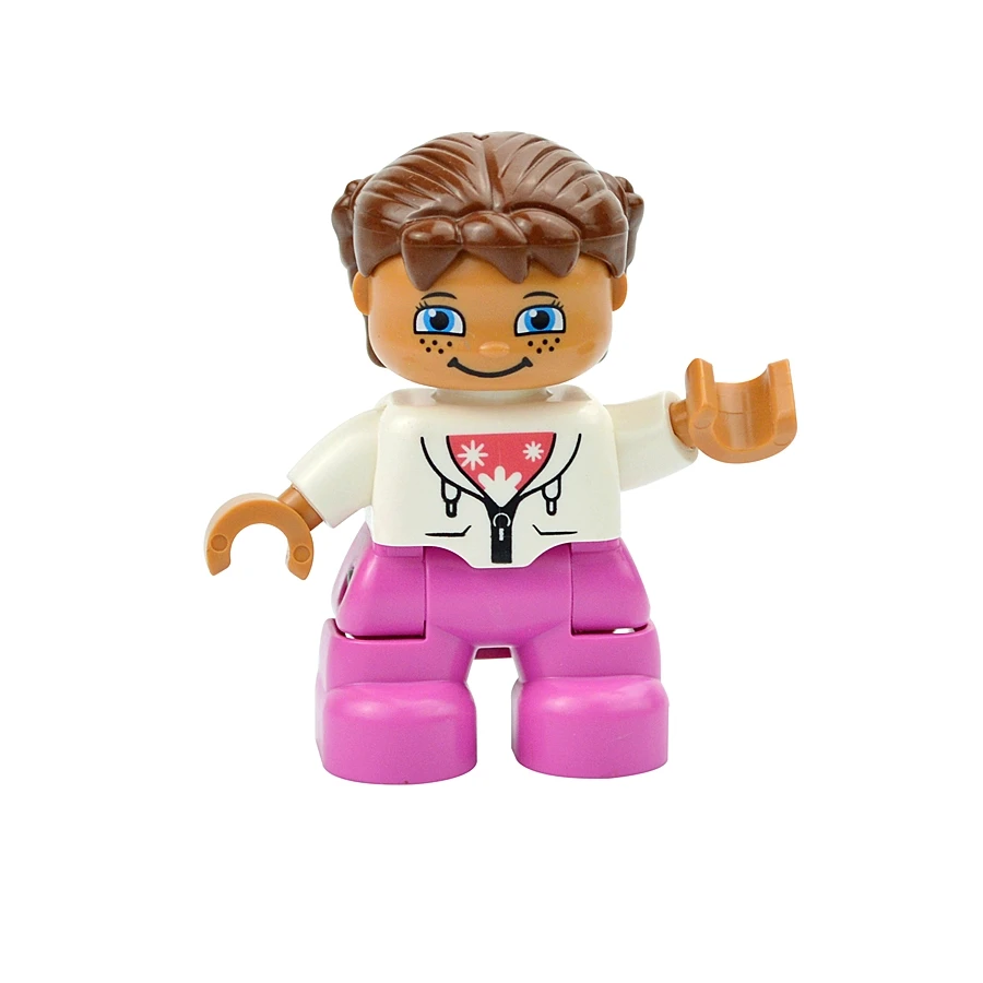 Jumbo Building Block Character Set - Farmer, Pirate, Worker, Doctor & Policeman Figures