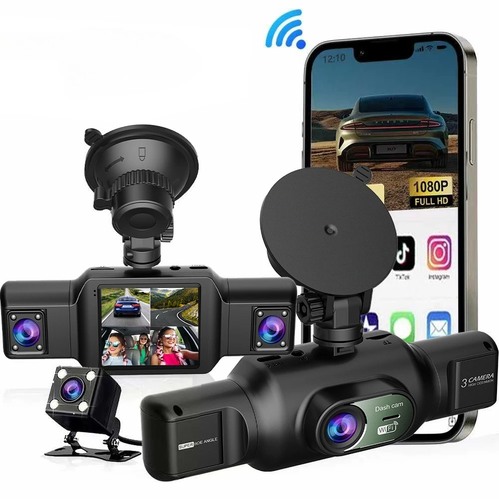 מצלמת רכב 4 עדשות 360 מעלות עם אפליקציית WIFI לרכב DVR 1080P מצלמת קדמית 4 ערוצים מקליט וידאו מצלמת תצוגה אחורית לרכב