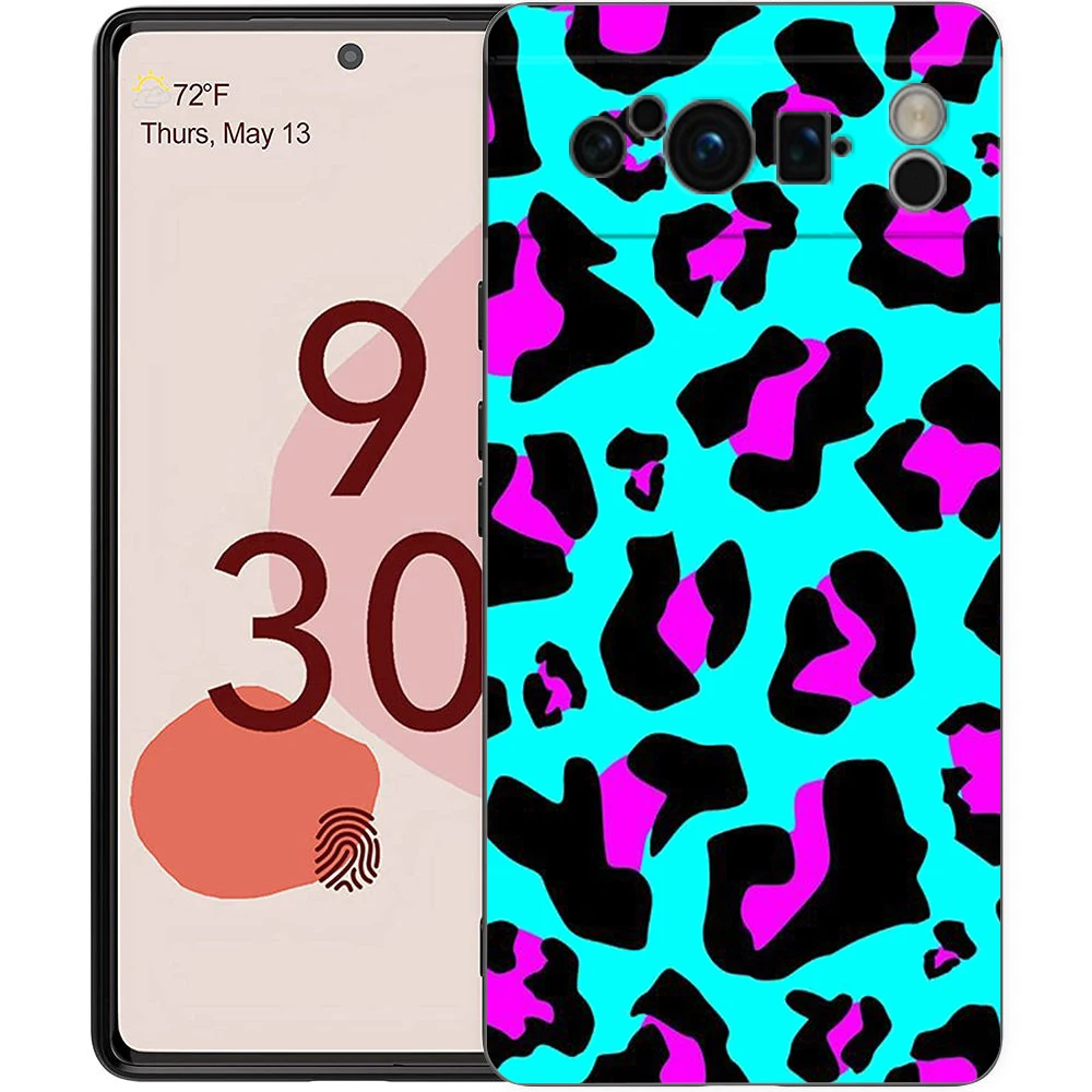 Leopard Print Pattern Soft Silicone Shockproof Phone Case - Black Cover s