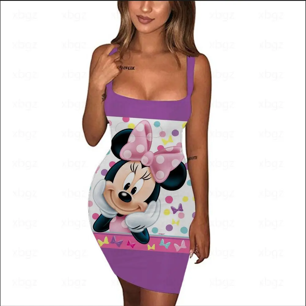 

Top Elegant Dresses for Women 2022 Minnie Mouse Dress Woman Fashion Sleeveless Disney Sling Cartoon Sexy Women's Summer Dress