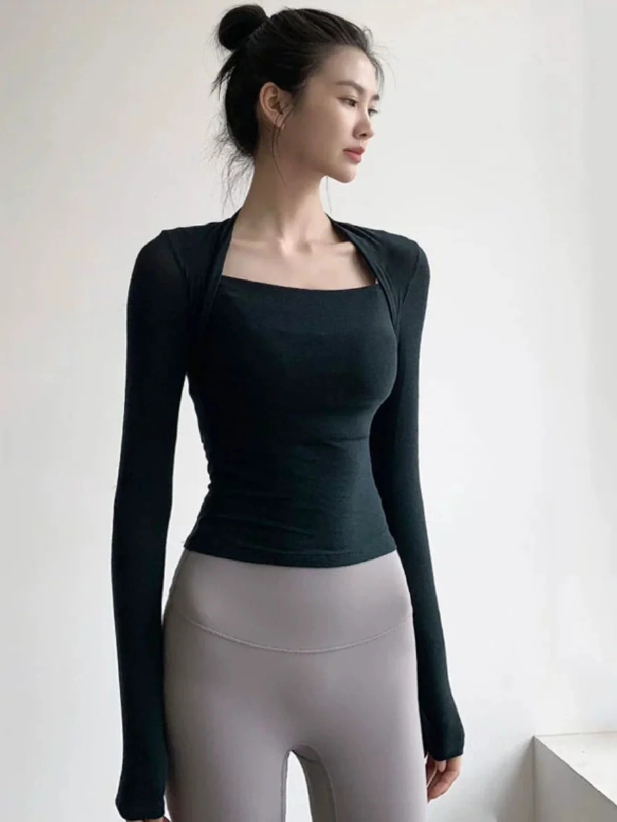 여성 캐주얼 스포츠 요가 탑 러닝 피트니스 필라테스 전문 트레이닝복 속건 통기성 긴팔 티셔츠