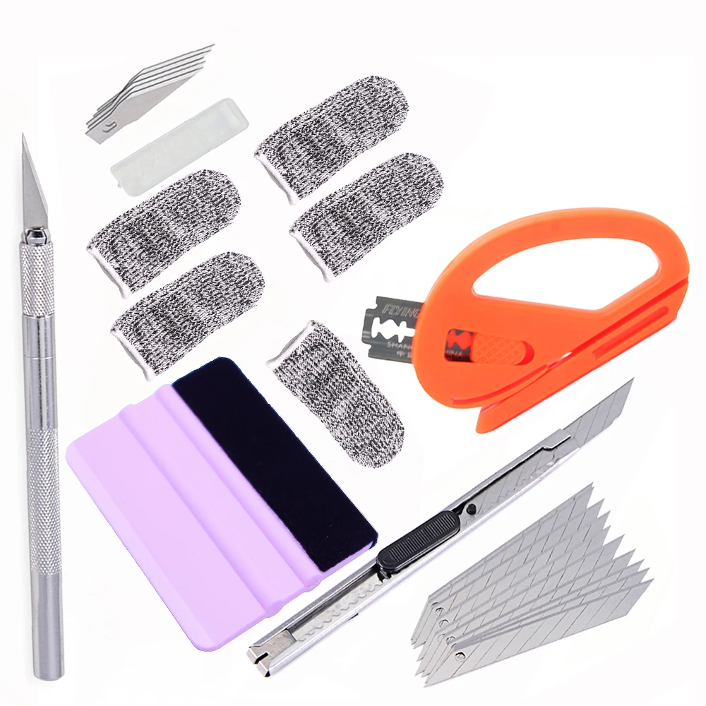 TOFAR Car Tinting Kit Vinyl Squeegee Spatula Carbon Sticker Wrap Tool  Window Film Tint Scraper Utility Knife Cutter Finger Cover