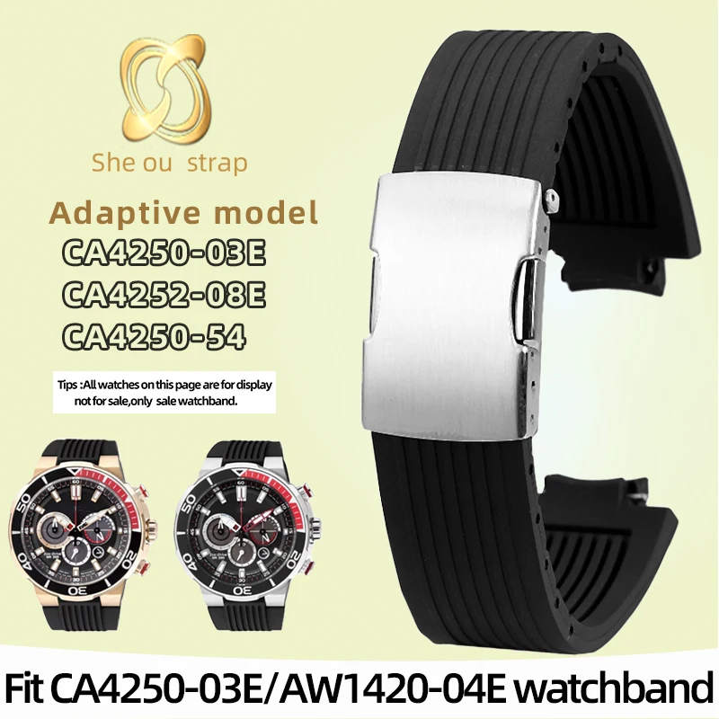 Black Silica Gel Watch Strap For Citizen CA4250-03E//CA4252-08E